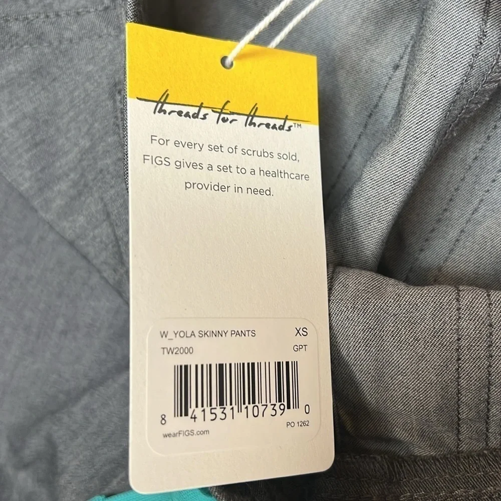 Figs Yola Technical Collection Graphite Teal drawstring skinny scrub siz… - Picture 9 of 12